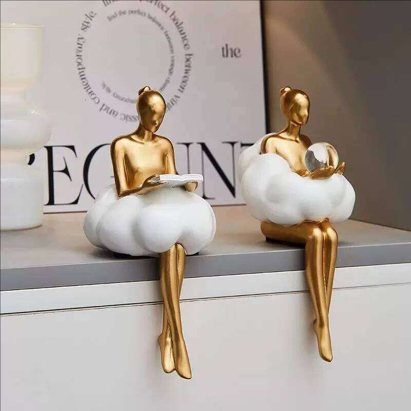 Modern Cloud Girl Sculpture Abstract Art Figure Statue Table Decoration Home Luxury Room Decor Aesthetic Design Figurine Crafts S260204 17d