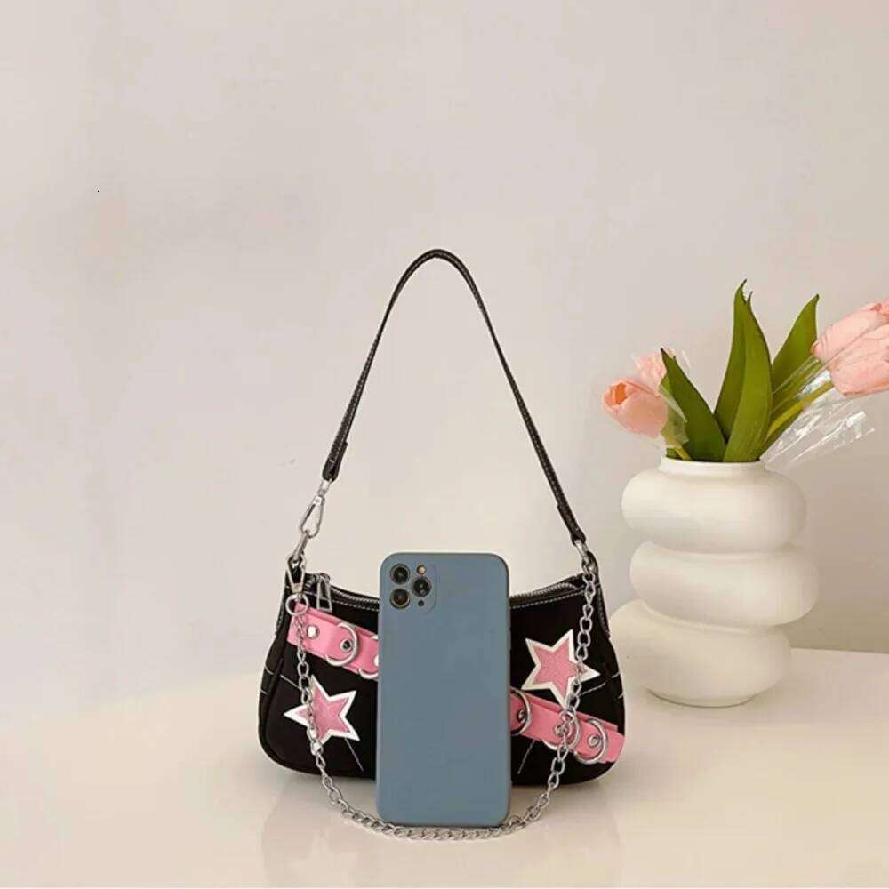 Y2k Women's Handbags Stars Pattern Cool Girls Underarm Bag Fashion Canvas Female Small Shoulder Bags Chain Tote Purses Z260207 - view 6