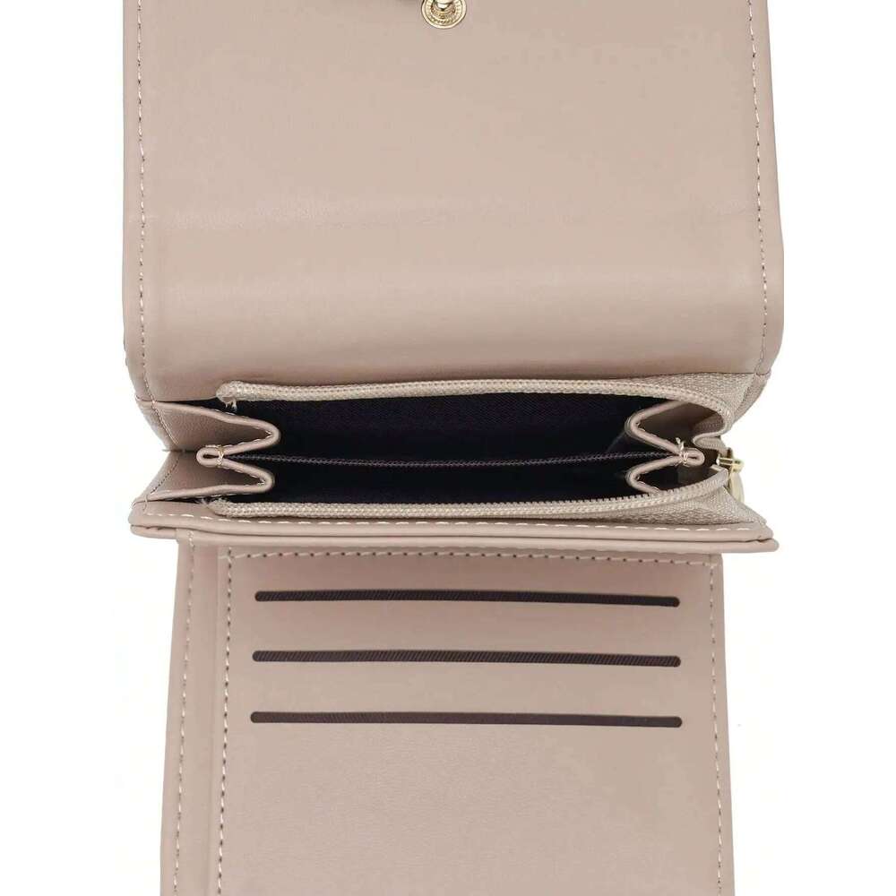 New women's short wallet Korean style PU rhombus leaf pendant three-fold bag multiple card slots clutch coin purse high quality Y260206