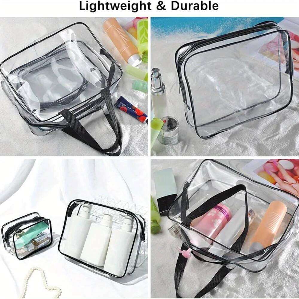 1-3pcs Portable Cosmetic Storage Transparent Waterproof Travel Wash Bathroom Bag Organizer Y260206