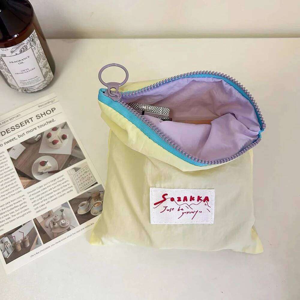 Simple Women Macarone Cosmetic Storage Cute Korean Mini Toiletry Makeup Pouch Portable Lipstick Clutch Zipper Bag Student Y260206