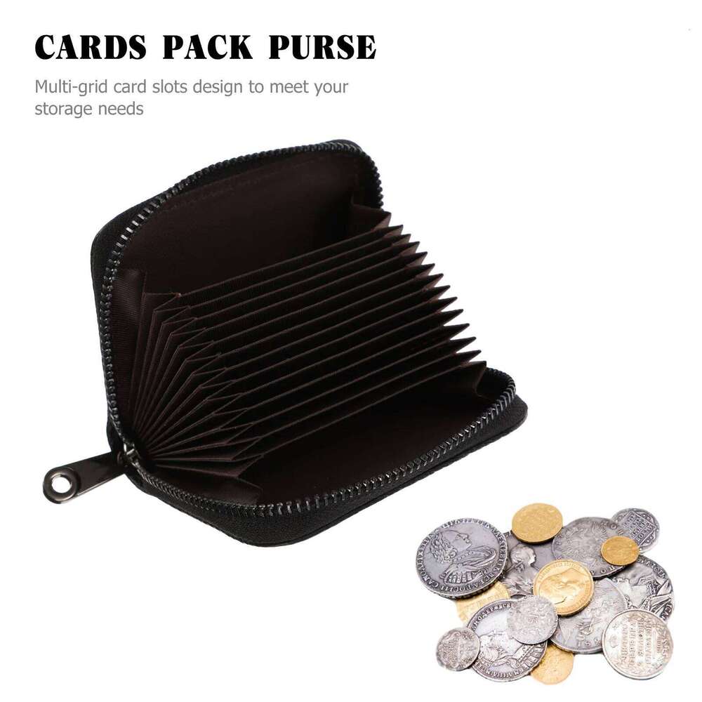 1Pcs Anti- Wallet PU Material Multi-Compartment Design Zipper Closure for Id Cash Coins Lightweight Purse Y260206