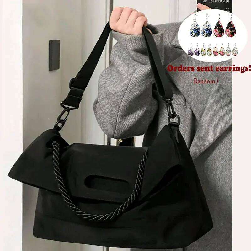 Women's 2023 Shoulder Handbags Fashion Luxury Designer Nylon Tote Bag Women Large Capacity SimpleTravel Black Messenger Bags Y260205