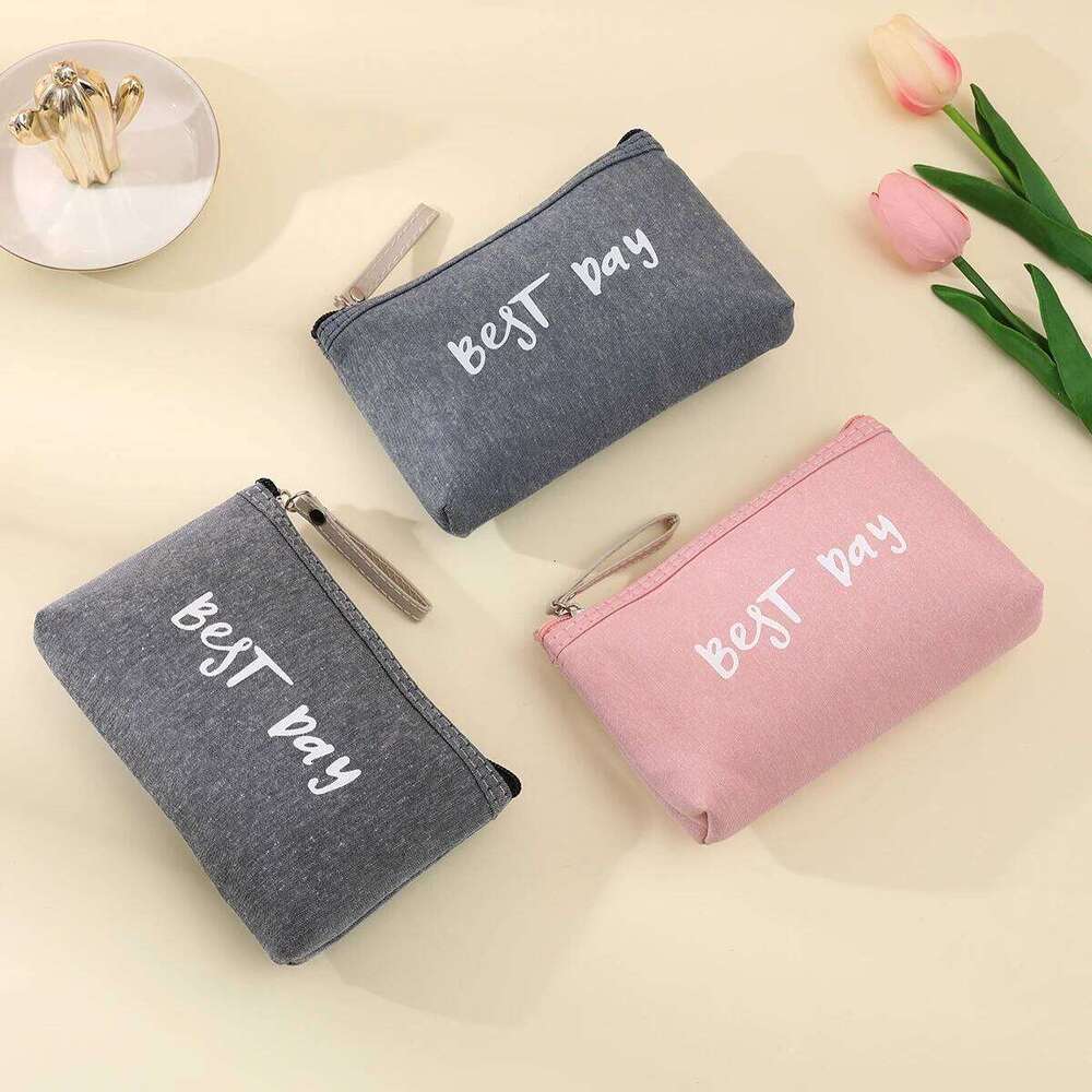 Small and cute letter cosmetic zipper opening travel mobile phone bag portable leisure shopping coin purse Y260206