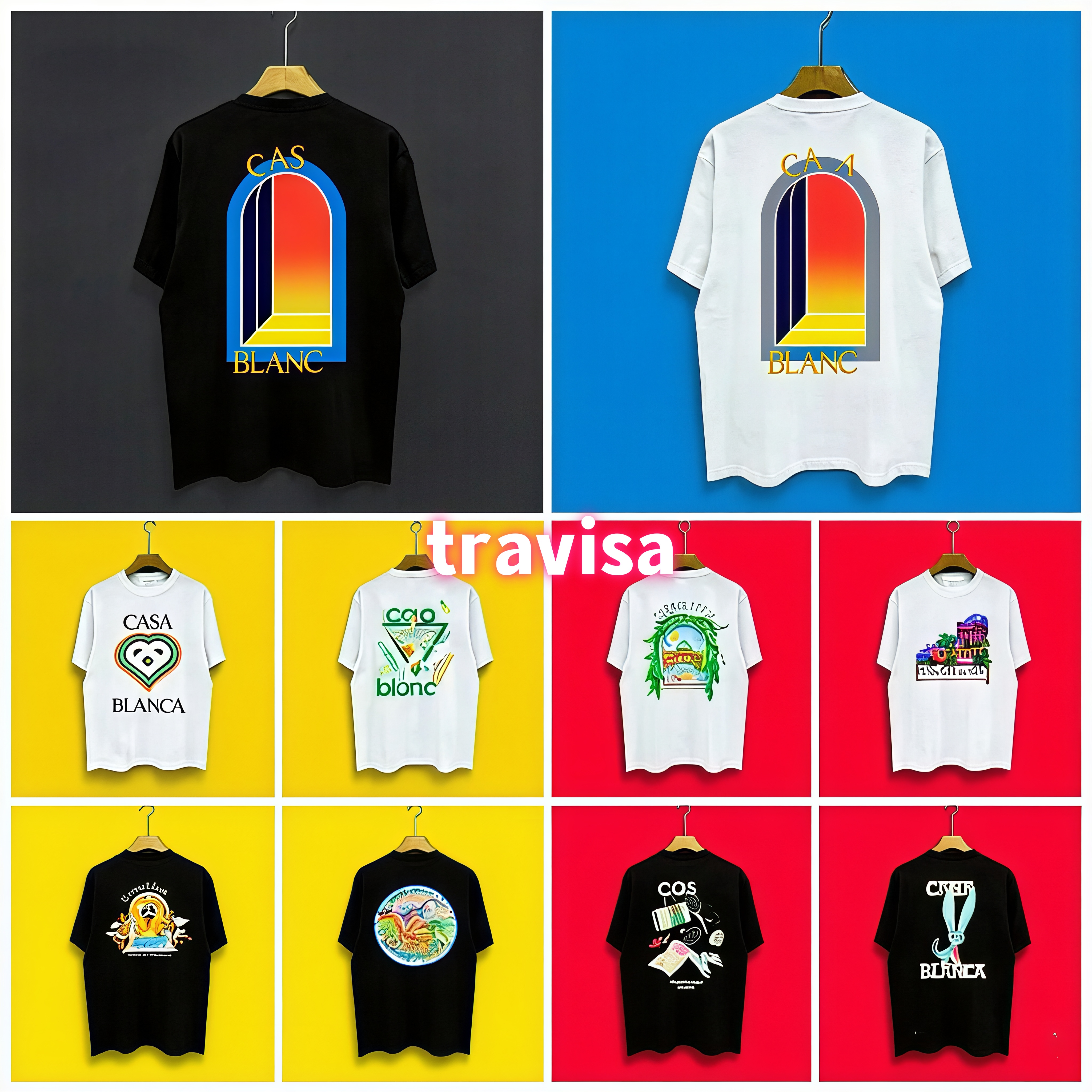 casas Blancas T Shirt Men Desigenr Shirts Mens Rainbow Tshits Fashion Graphic Tee Summer Cotton T-Shirt Summer Womens Graphic Tshirt Asian Size S-2XL