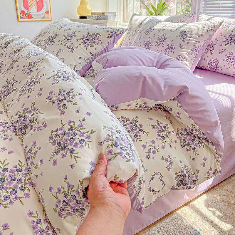 1pc Purple Lavender Printed Duvet Single/Queen/King Size Quilt Cover for Double Bed Flower housse de couette220x240cm XJ260206
