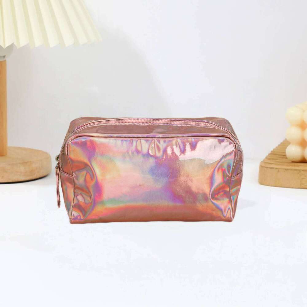 Fashionable laser waterproof PU makeup Large capacity square colorful wash Multi functional storage bagcosmetic bag Y260206