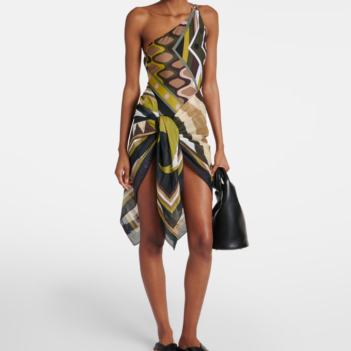 2025 Womens Hollow Out One-piece Swimsuits And Skirt Geometry Print Sexy Bikini Fashion Beach Bathing Suit 250521