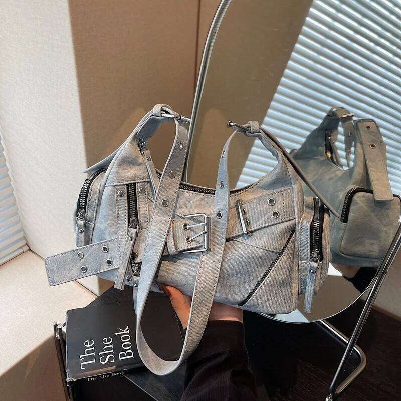 New Hot Girl Motorcycle Large Capacity Crossbody Tote High Quality Retro Y2K Women's Shoulder Underarm Bag Z260207 - view 3