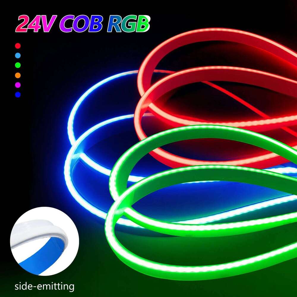 Side-illuminated RGB COB Strip DC 24V 840 LEDs/M High Bright IP20 Dotless Flexible Ribbon Diode Led Light For Home Decor Z260206