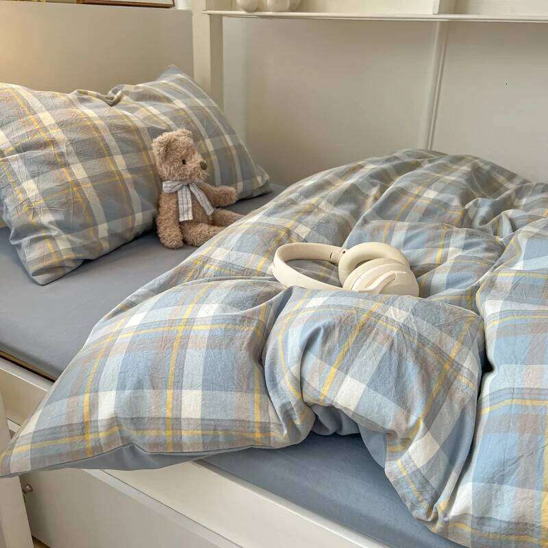 Wash Cotton Bedding Duvet Pillowcases Sheet Soft Comforter Cover Bed Linens Set Queen King Size Nordic Style XJ260206