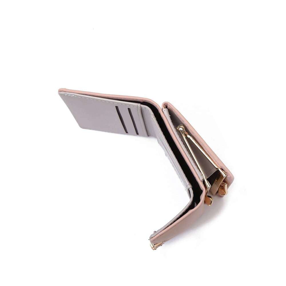 Purse summer new Korean PU printed buckle 3 fold bag simple all-in-one short women's money clip multi-card folding flap Y260206