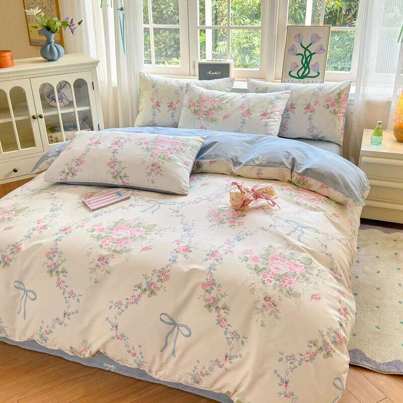 3pc 100% Cotton Duvet Cover Set,no fill,Elegant Floral Soft Breathable And Skin-friendly, Single Queen Size for Bedding Set XJ260206