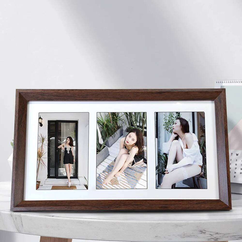 Modern 6 INCH Collage Frame Wooden High Definition Tabletop Durable Stand - up Photo Frames Desktop Decor S260205