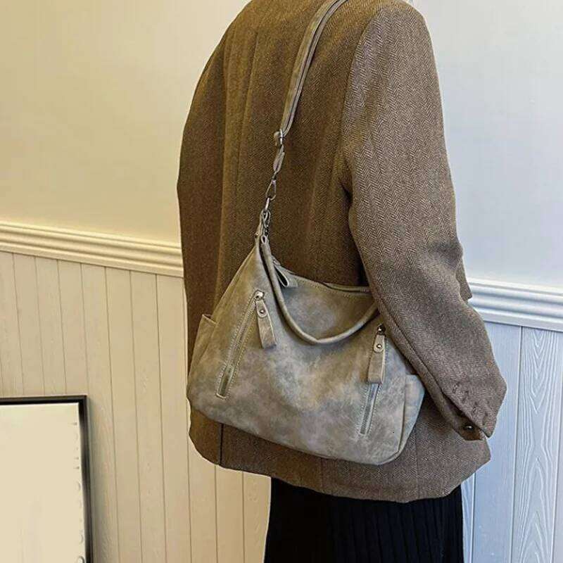 Designer Leather Female Side Bags Retro Shoulder for Women Handbag Casual Ladies Large Capacity Tote Bag Y260204