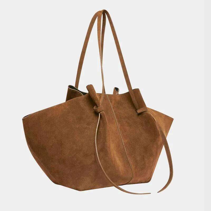 Women's Suede Nubuck Large Capacity Hand-held Wing Tote Bag Designer Long Shoulder Strap Shopping Roomy Bags New Y260204