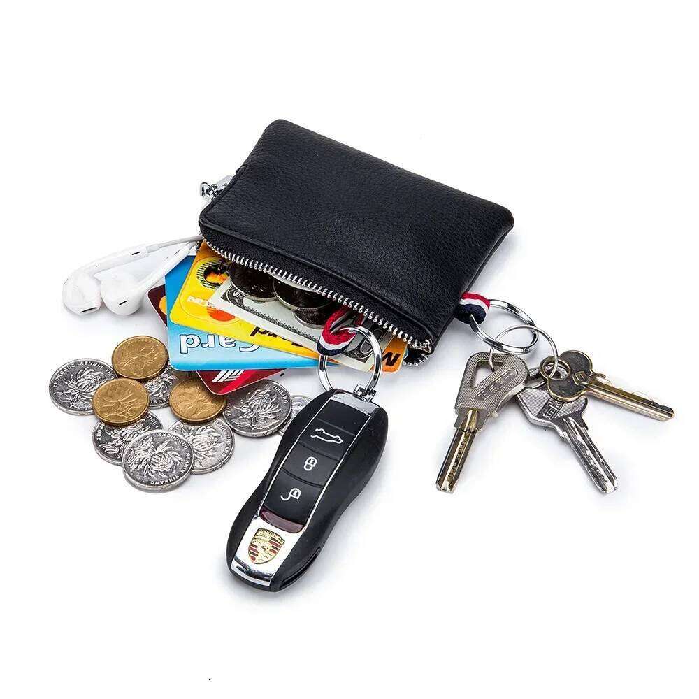 Genuine Coin Purse Mini Ultra-thin Small Zipper Cute Wallet Soft Cowhide Leather Driver's License Key Bag Card Holder Y260206