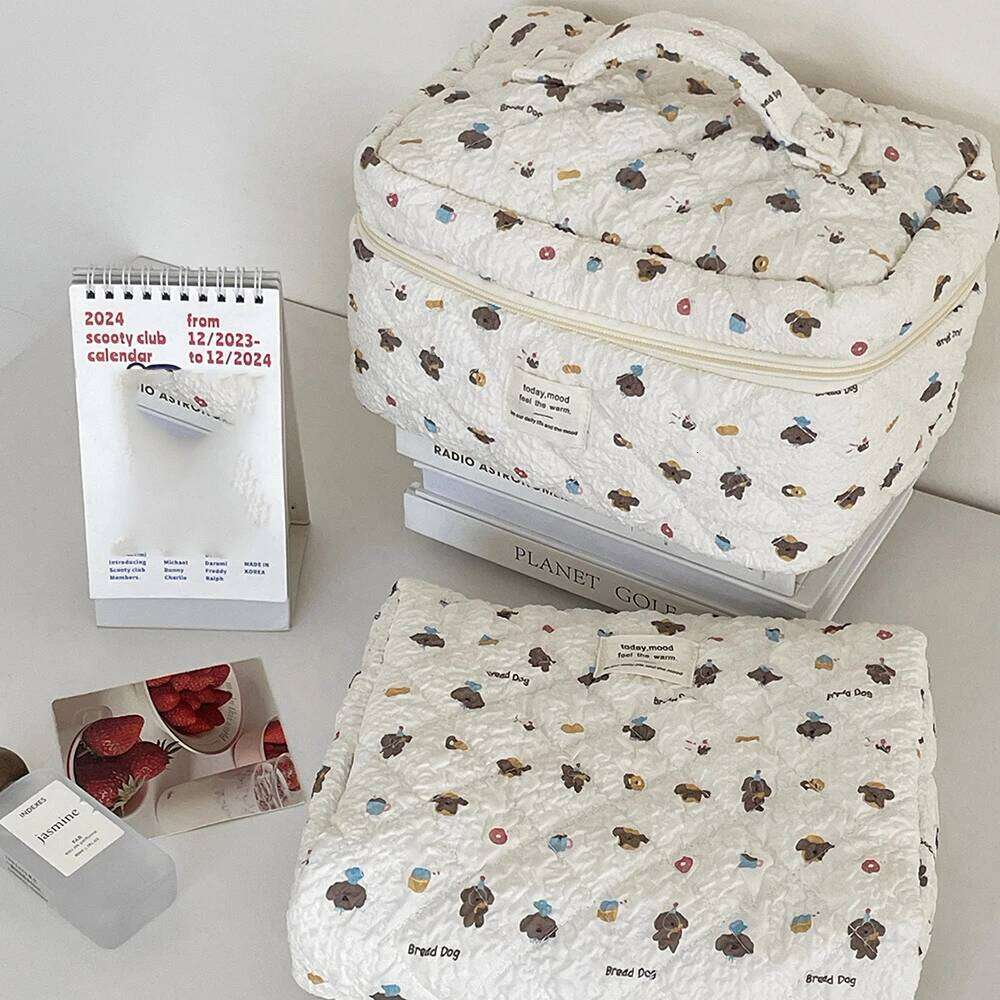 Cute Cartoon Animals Women Cosmetic Quilting Large Capacity Tote Ladies Make Up Pouch Handbag Makeup Zipper Storage Bag Y260206