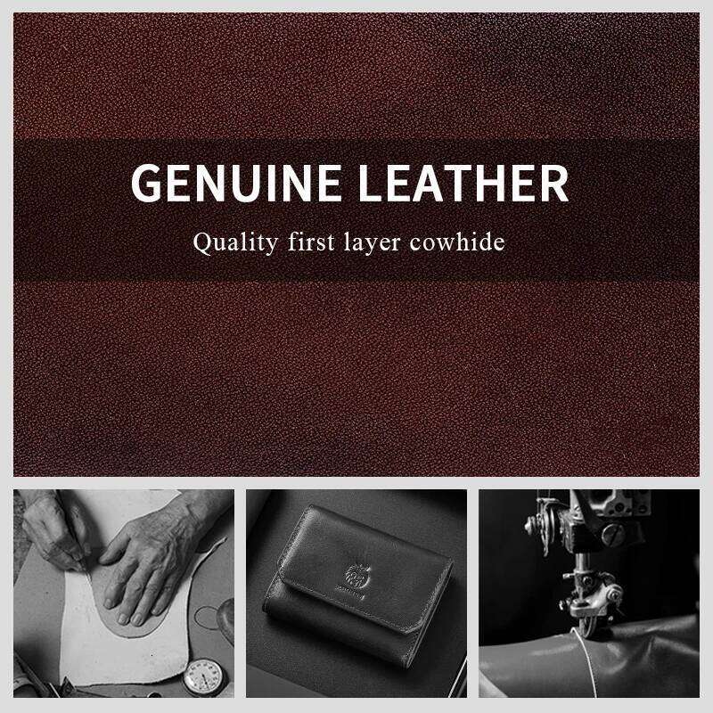Genuine Leather Wallet for Men Minimalist Tri-Fold Purse with RFID Protection Zipper Coin Pocket Credit Card Slots Y260206