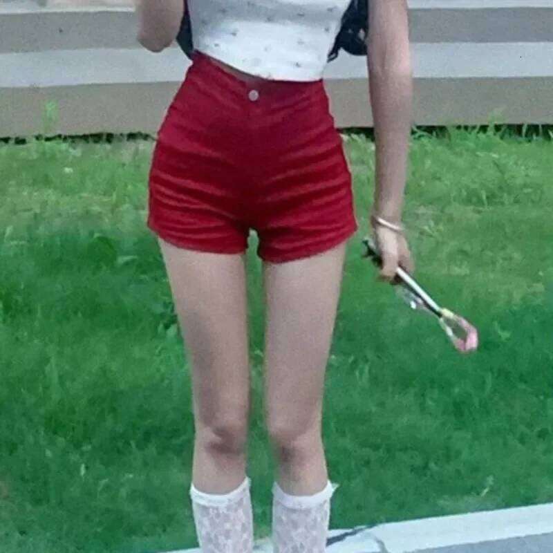 Women's Denim Shorts Summer Red Jorts Female Short Jeans Pants Aesthetic Outfits Fashion Clothing 2025 New In Youthful Luxury XL XJ260206