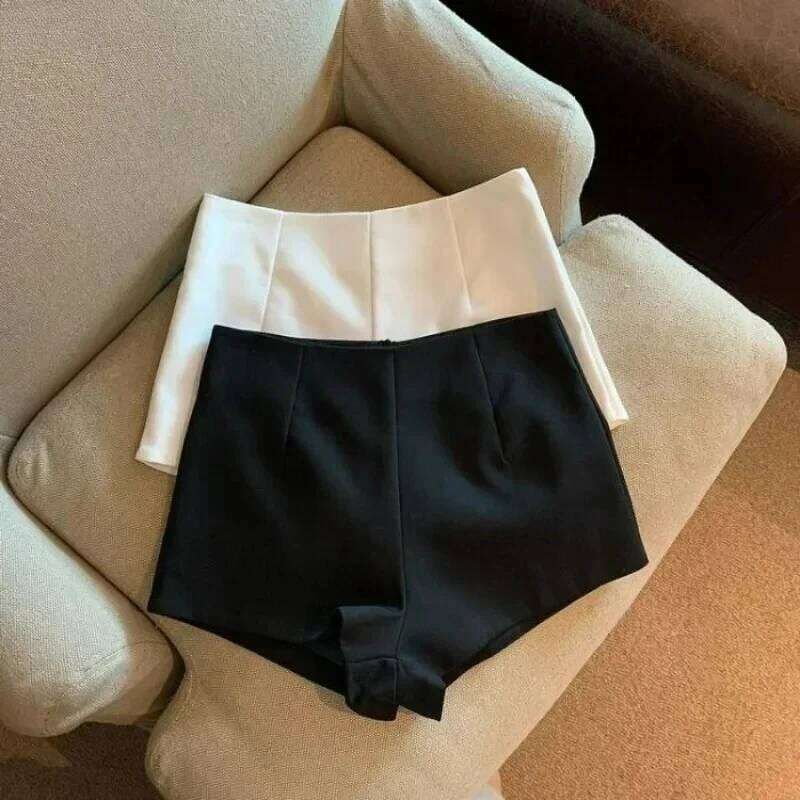 Casual Black and White Cortos De Mujer Fashionable Suit Feminine Women's Wild High Waist Sexy Zipper Women Shorts XJ260206