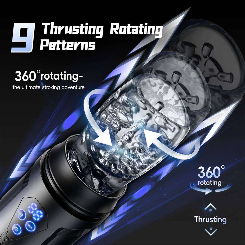 Upgrade 3 in 1 Masturbator Sex Toy with App Control Realistic Blowjob Machine 9 Thrusting Rotating & Vibrating Male Stroker 26H0207