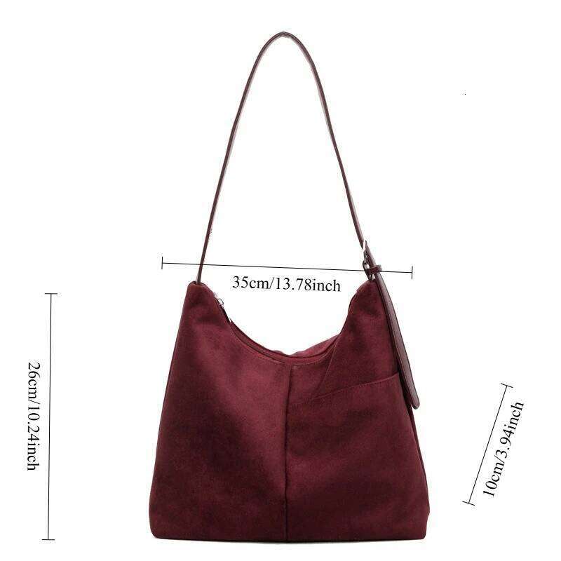 New Versatile Crossbody Women Fashion Suede Large Capacity Shoulder Bag Korean Trendy Tote Textured Casual Storage Bags Y260204