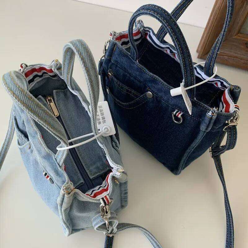 Simple Design Women's Denim Shoulder Messenger Bag Solid Color Ladies Handbags with Pocket Vintage Female Girls Small Tote Bags Y260205