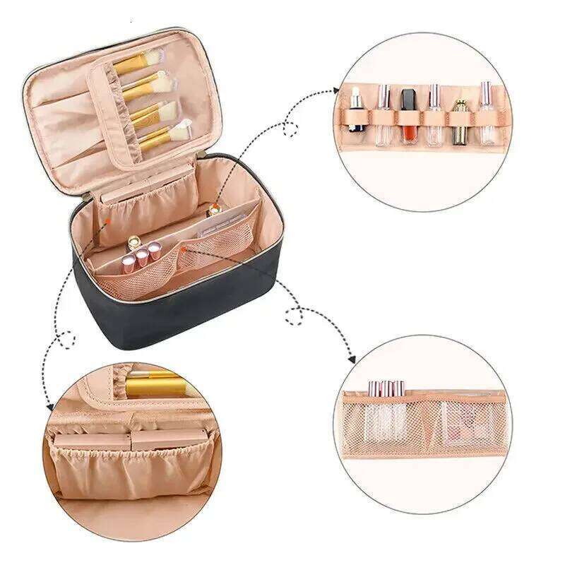 Large Capacity PU Waterproof Toiletry Storage Women's Fashion Travel Portable Cosmetics Bag for Women Men Y260206