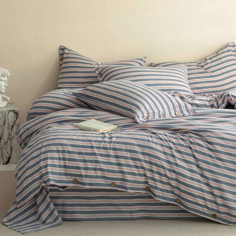 Stripe Style Bedsheet Set Skin-friendly Bedding Girls Boys Room Bedclothes Single/Double/Queen Size Bed Linen Sets XJ260206