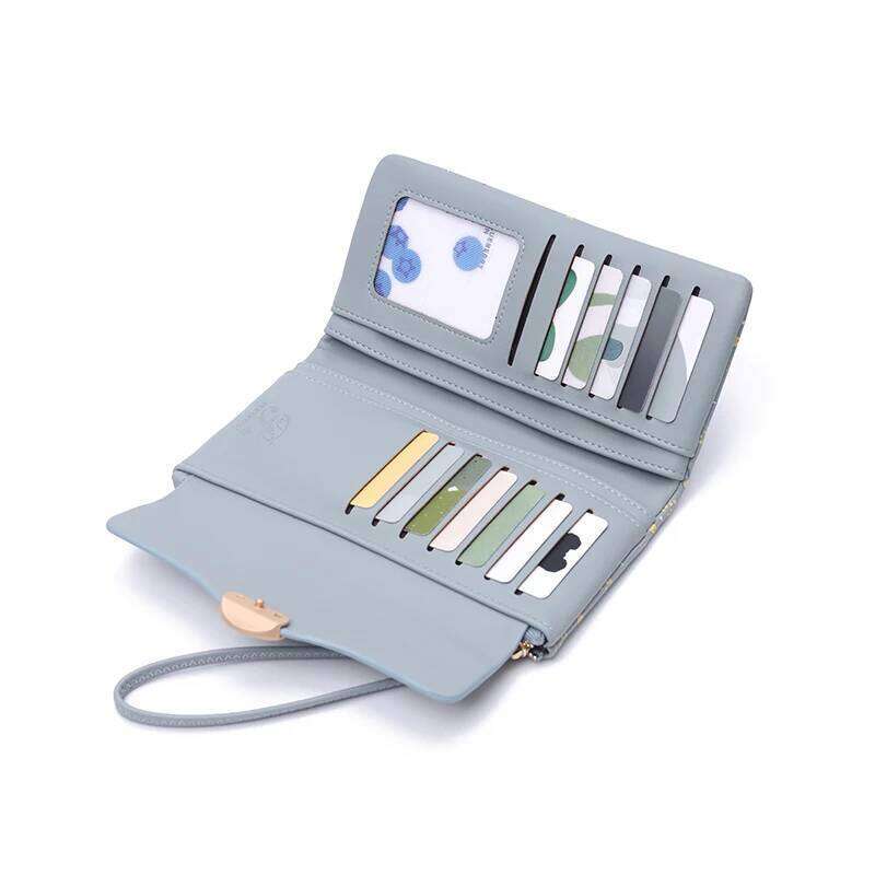 New women's portable long wallet cute cartoon high quality PU rhombus printed buckle multiple card slots certificate fas Y260206