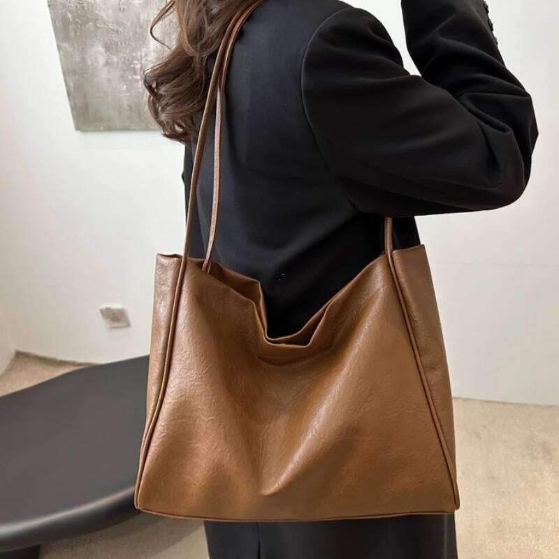 Faionable Large Capaci Soft Leather Casual Commuter Women's Tote Single oulder Bag Trendy Versatile Commuting Handbag Y260204