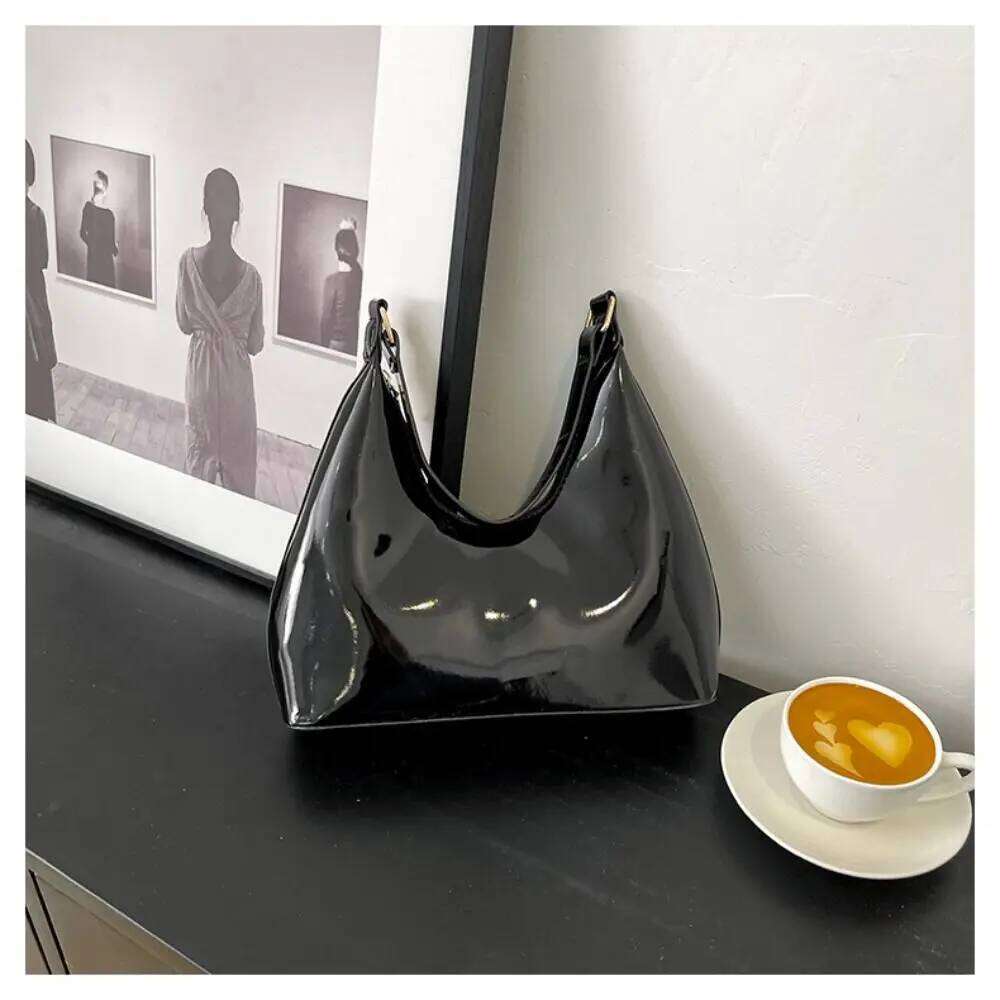 Glossy Fashion PU Leather Solid Purse Women Shoulder Messenger Bag Handbag Y260205