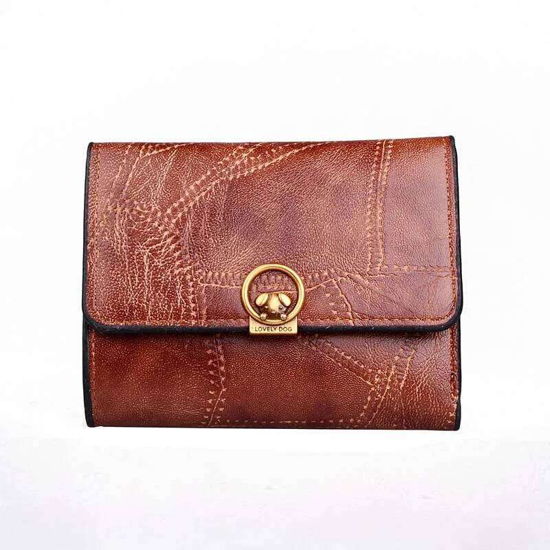 Lovely Dog Hasp Leather for Women Money Clip Simple Small Short Wallet Fashion Pattern Bank Credit Card Holder Coin Purse Y260206
