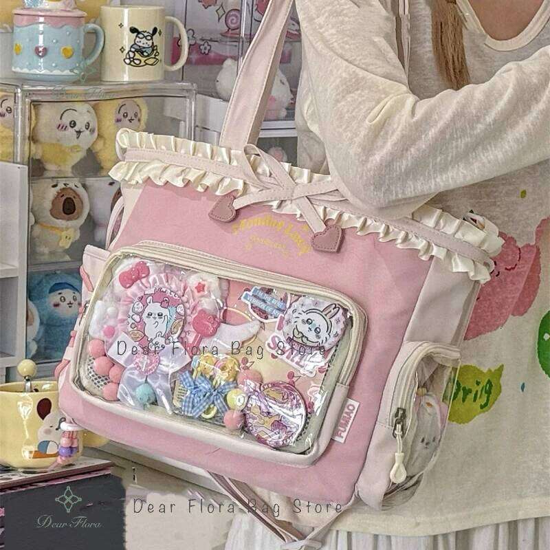 New Y2k Sweet Shoulder Lolita Girl Transparent Tote Women Large Capacity Lace Bow Crossbody Bag Cute DIY Display Handbag Z260207 - view 4