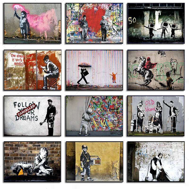Graffiti Banksy Street Style Poster Canvas Painting HD Prints Funny s Wall Art Pictures Modern Home Room Decor 26L0207
