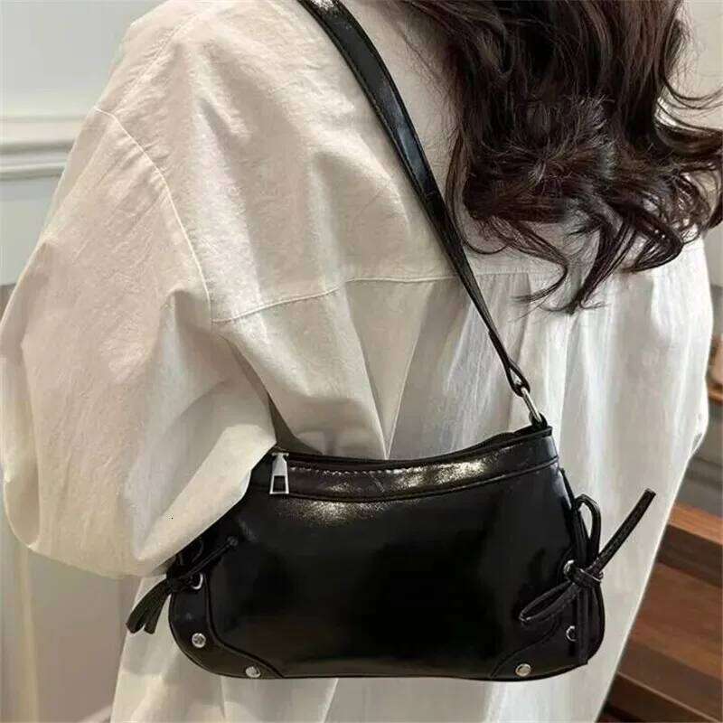 European American Soft Leather Bow Armpit Bag, Versatile Single Shoulder Bags, Fashionable Handbag Women for Daily Y260205