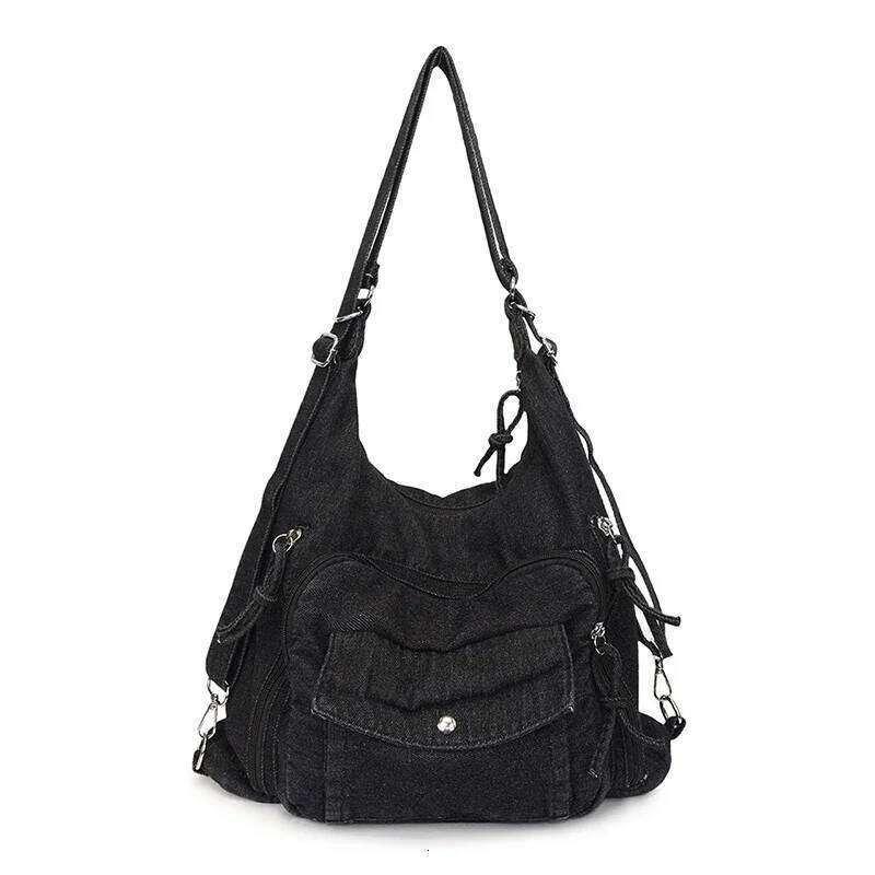 Solid Color Denim Trendy Shoulder for 2025 High Quality Fashion Zipper Large Capacity Versatile Women's Crossbody Bag Y260205