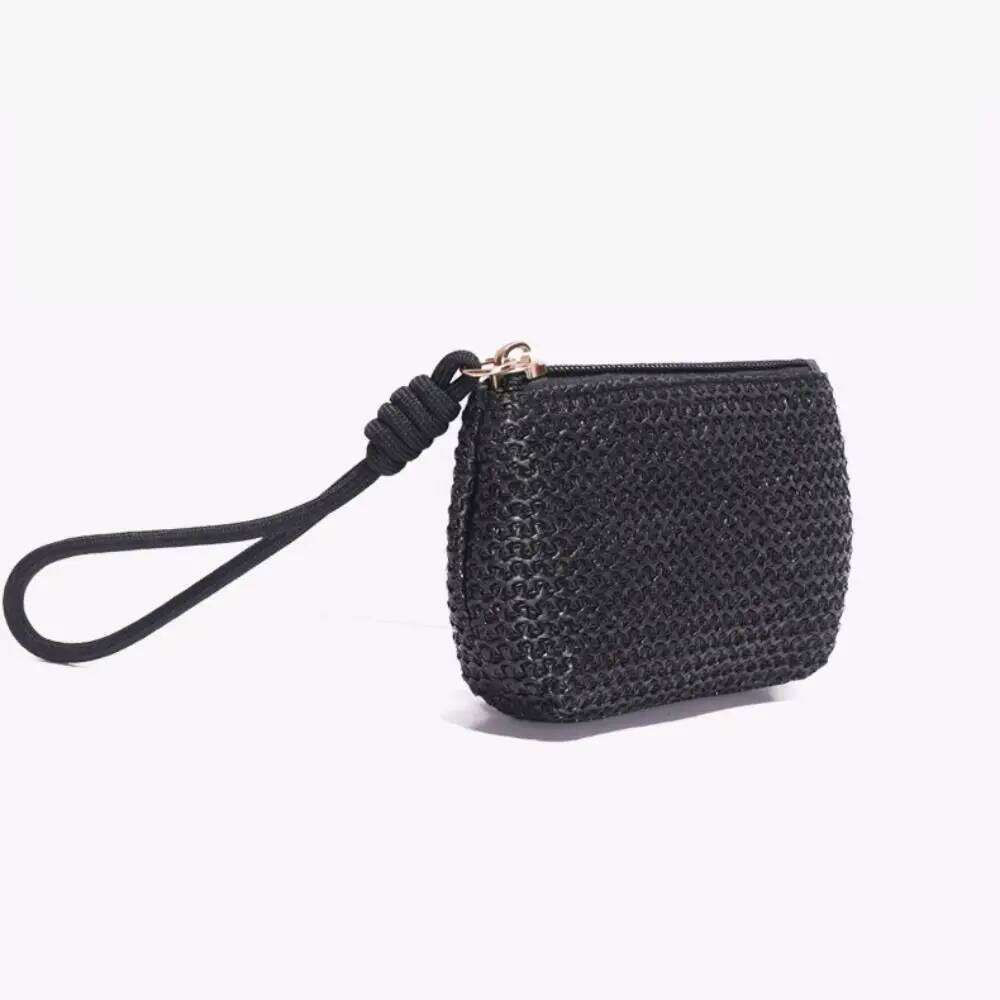 Straw Wallet Durable Mini Zipper Money Bag Card Holder Women Girls Y260206