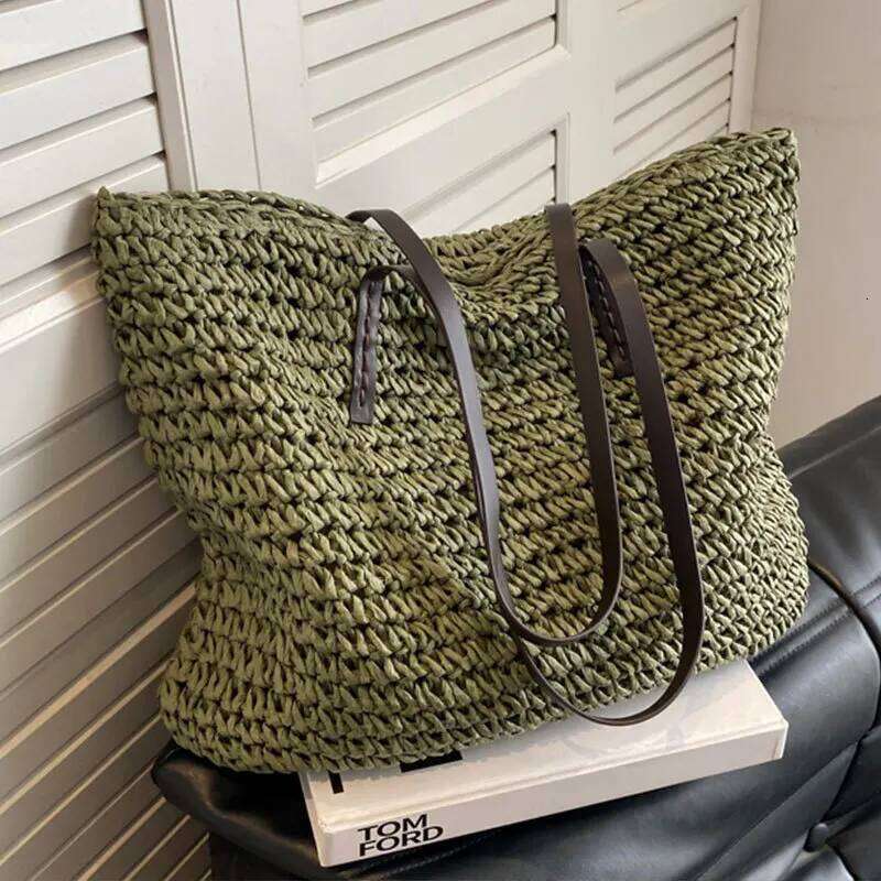 Straw Woven Tote Bags Casual Large Luxury Design Capacity Handbag Beach Shoulder Simple Women's Bag Style Shopping Summer bolsos Y260205