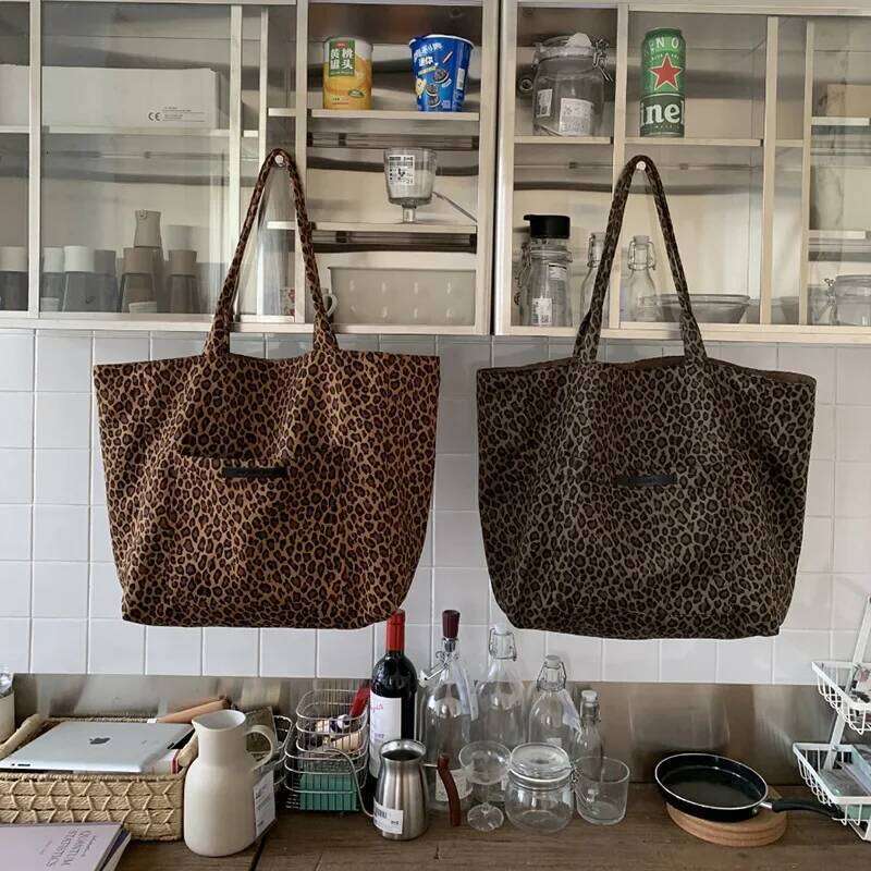 Leopard Print Double-sided Shoulder Bags for Women Casual Girls Class Ladies Tote Bag Large Capacity Female Shopping Handbags Y260204