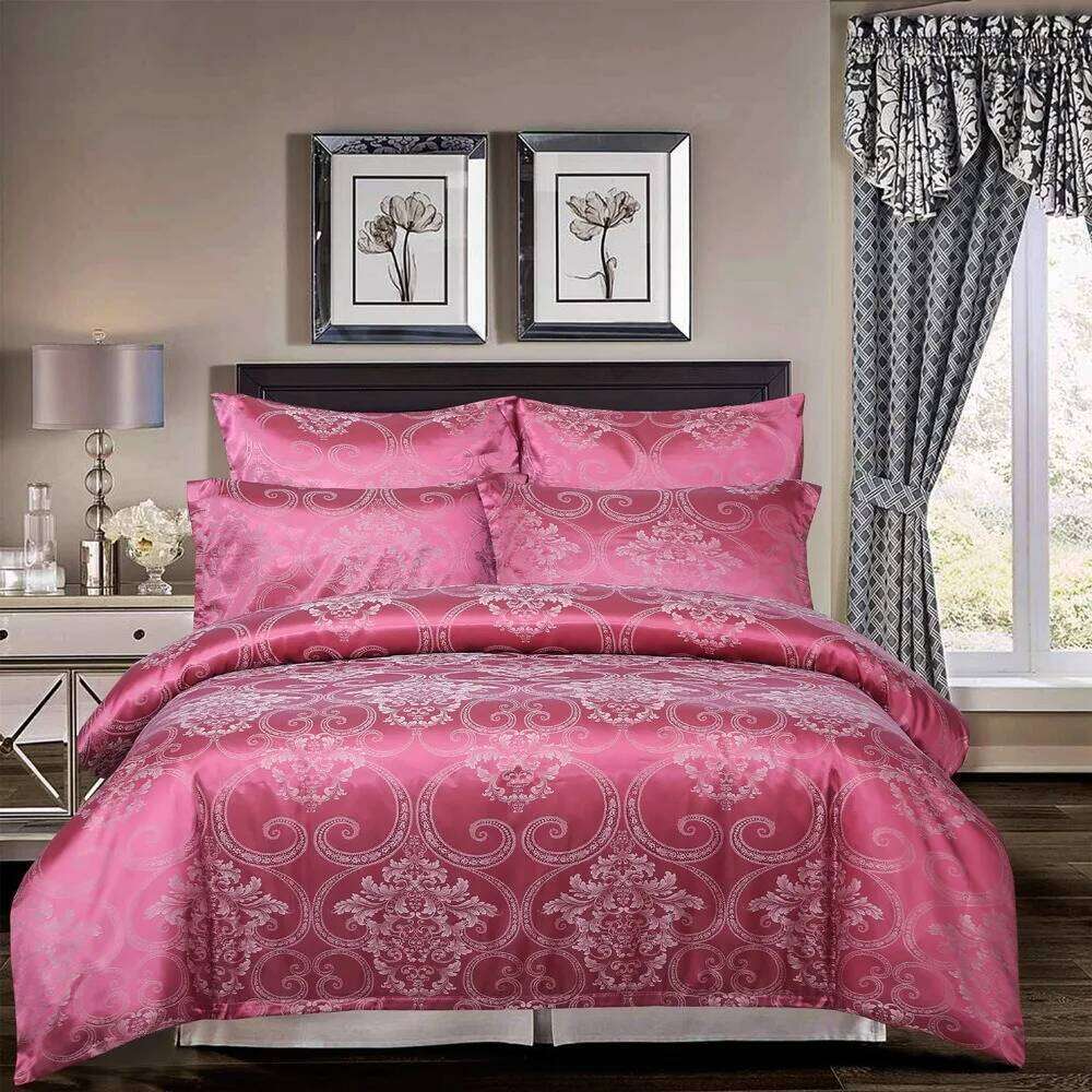 Duvet with Pillow Case Silk Glossy Double Bedding Set Quilt Cover Queen/King Couple or Single Bed Comforter Sets XJ260206