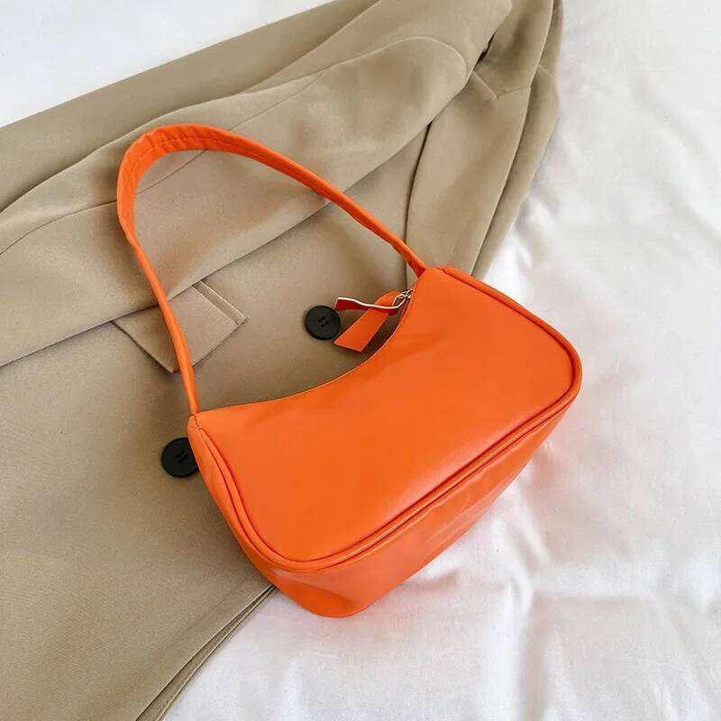 Fashion PU Leather Shoulder Simple Candy Color Underarm Handbag Large Capacity Tote Bag for Women Girls Y260205