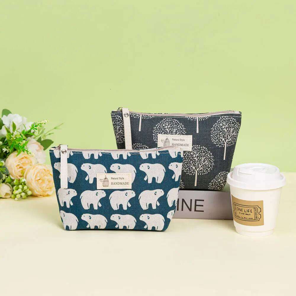 Fashion two-piece canvas cosmetic Portable storage wallet Multi functional travel ladies' makeup bag Y260206