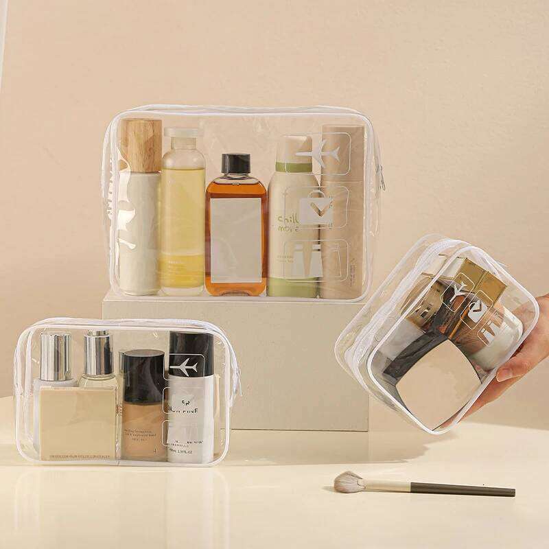 Clear Toiletry Bag Durable PVC Makeup Cosmetic Organizer With Zipper Closure Travel Accessorie Y260206