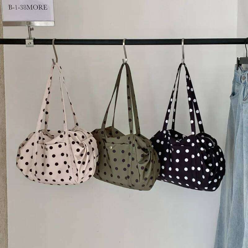 Fashion Polka Dot Shoulder New Casual Lightweight Nylon Armpit Large Capacity Tote Bag Versatile Commuter Women Handbag Y260205