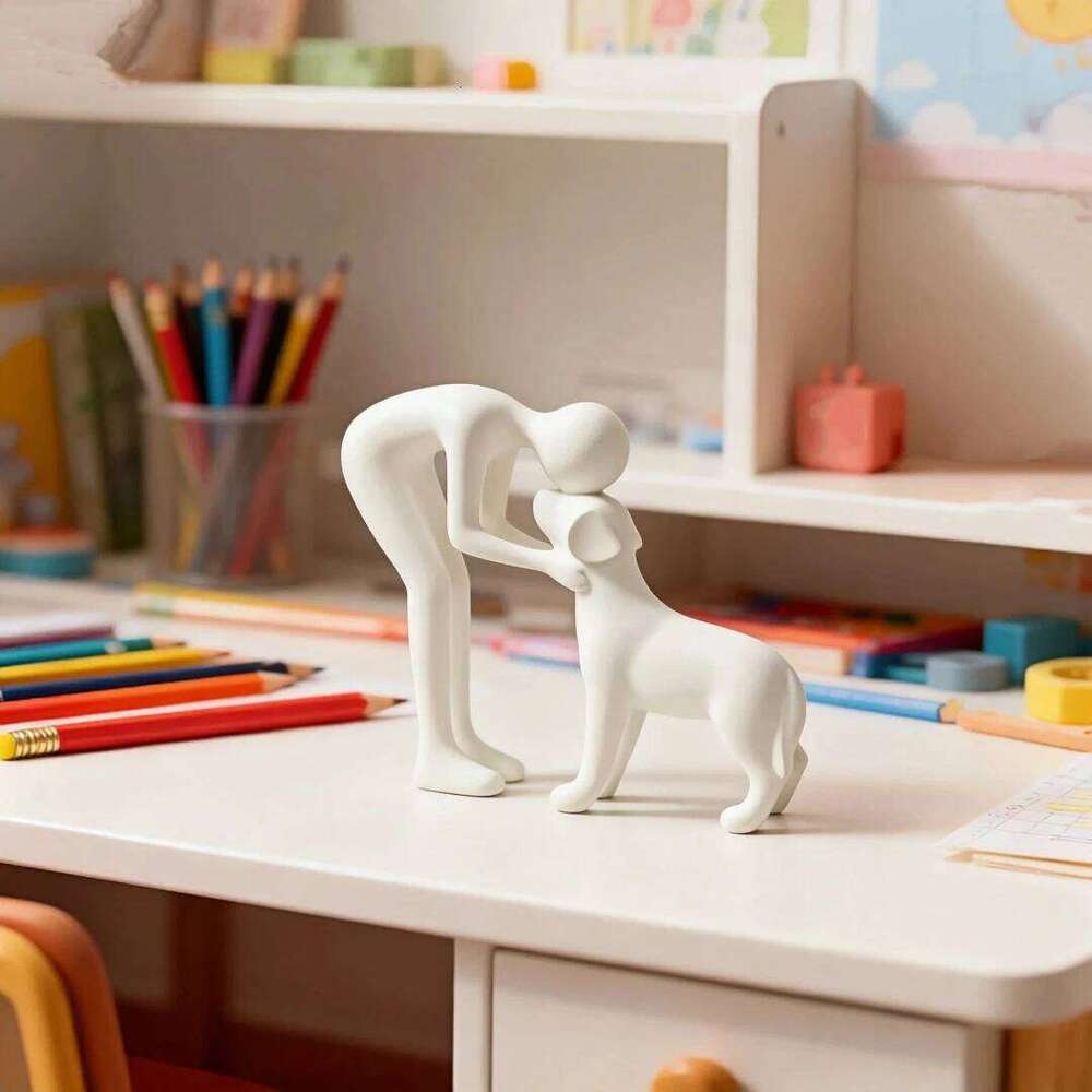 Abstract art companionship! Interactive human pet figurines for home and office decor. S260204 74b
