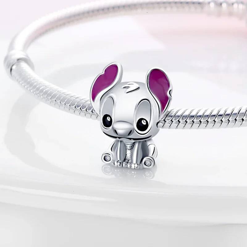 New Hot Charms Disney Stitch Necklaces and Bracelets 925 Silver Pendant Beads Original Women Bracelet Bangles DIY Jewelry Gift