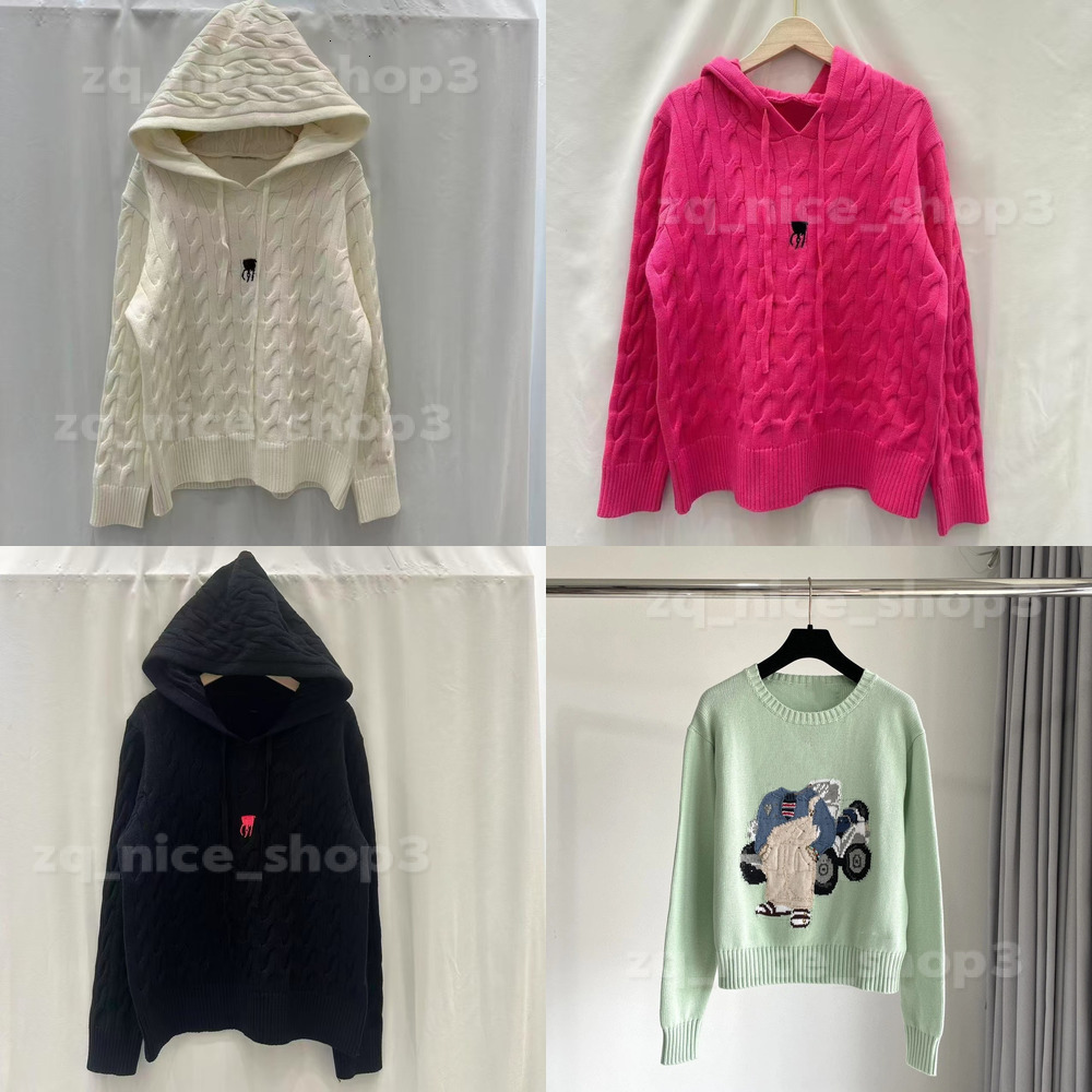 10a Mirror quality rl Jumpers Sweater Letter Embroidery Quarter Zip Cardigan Women's Sweaters Winter Soft Basic Women Pullover Cotton Pulls Knitted Jumper d0