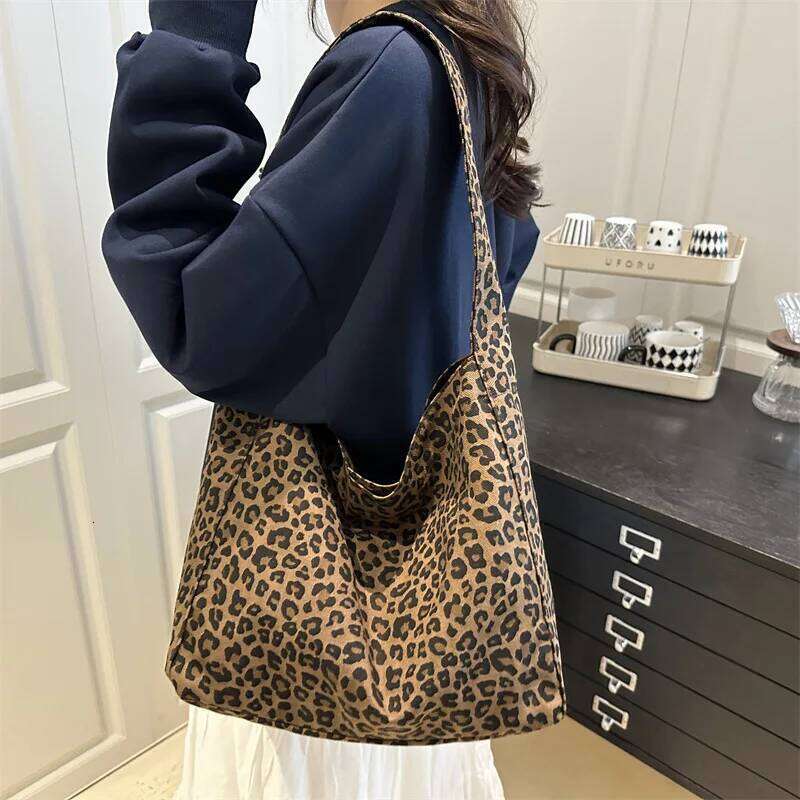 HOMEFISH Trendy Casual Soft Textile Shoulder Large Capacity Leopard Print Female Retro Crossbody Bag For Commute Outings Z260207 - view 3